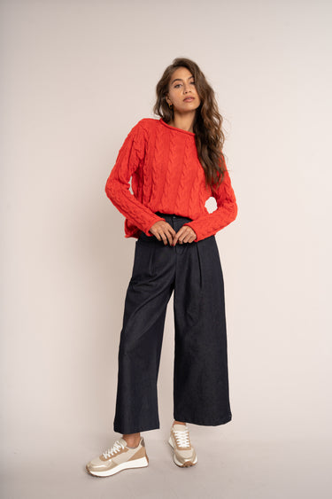 Classic Cable Pullover - Tangerine