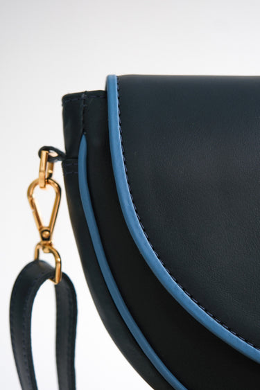 Piped Indaba Clutch — Navy (Sky Blue Piping)