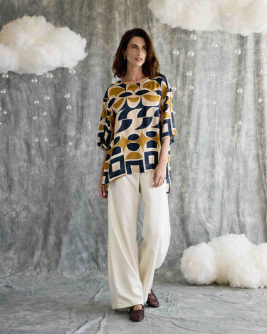 Marble Blouse - Toffee Geo