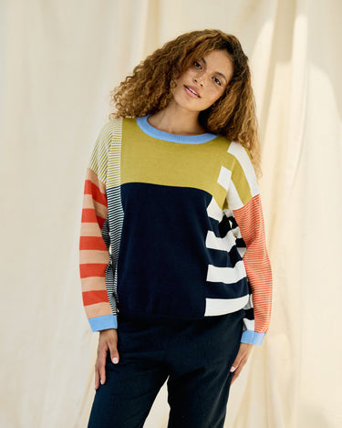 Colourblock Jumper- Multicoloured Stripes