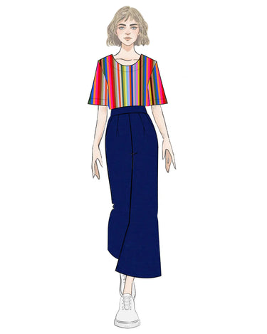 Dragonfly Top - Ditsy Kaleidoscope Stripe