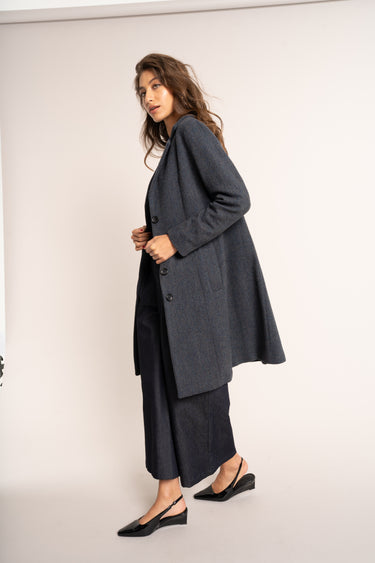 Arum Coat - Navy Herringbone