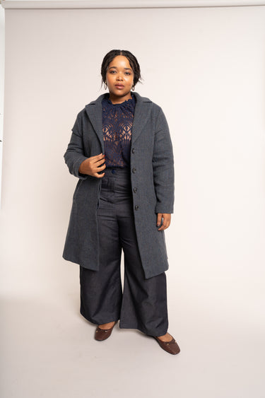 Arum Coat - Navy Herringbone