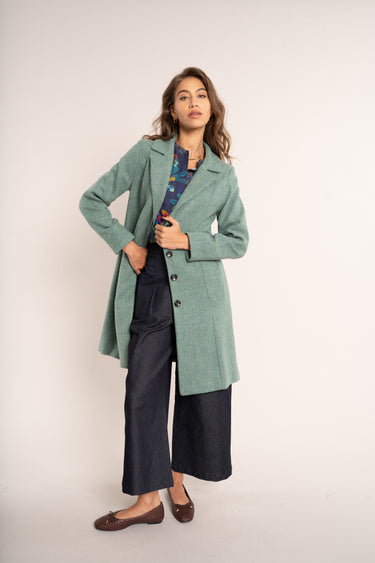 Arum Coat - Sage Herringbone