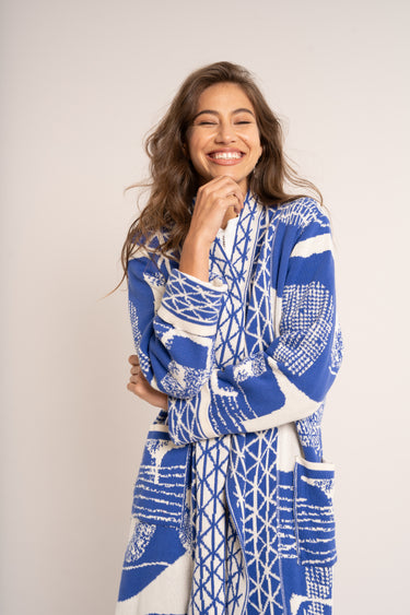 Anni Cardi - Royal & Ecru