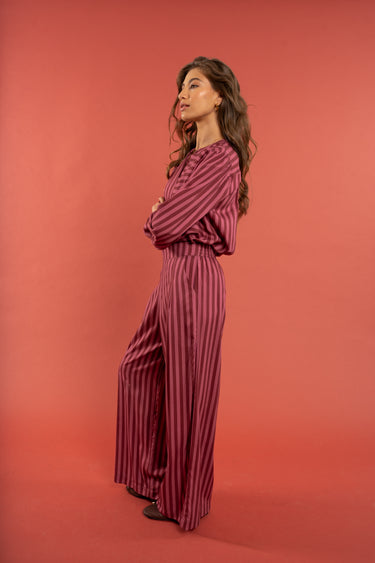 Peacock Pants - Burgundy Stripe