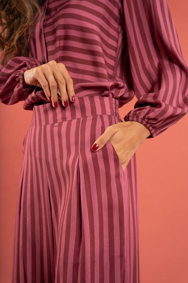 Peacock Pants - Burgundy Stripe