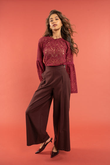 Lacy Lux Top - Burgundy [pre-order for 4th May]