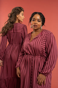 Joan Dress - Burgundy Stripe