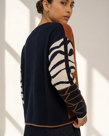 Reversible Jumper - Navy and Toffee