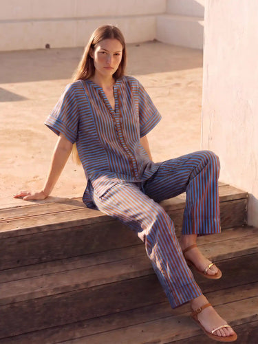 Fancy Pants - Blue & Tan Stripe