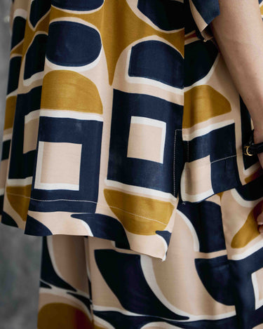 Marble Blouse - Toffee Geo