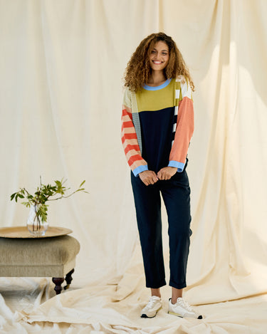Colourblock Jumper- Multicoloured Stripes