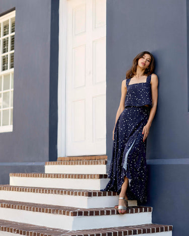 Cropped Cami - Navy Dots