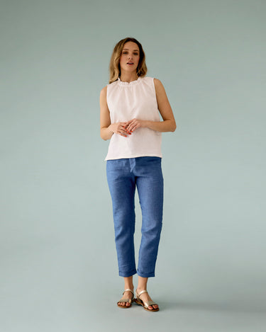Ashley Pants - Blue Linen