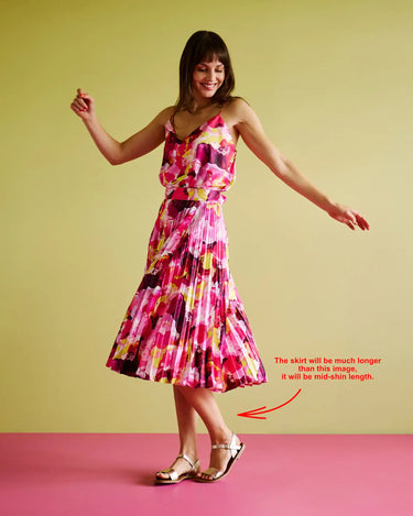 Pleated Wrap Skirt - Kaleidoscope Stripe