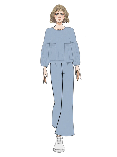 Cove Top - Blue Cotton Voile