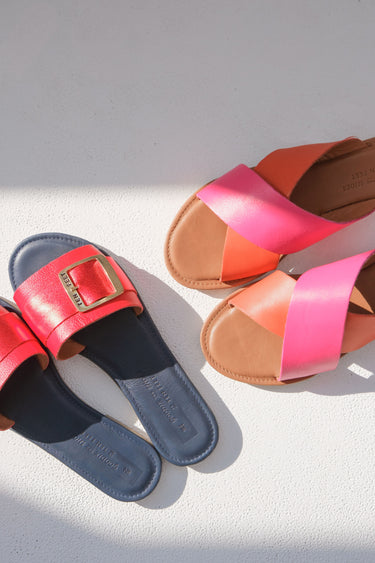 Goodie Two Shoes Two Tone Sandals - Pink & Orange